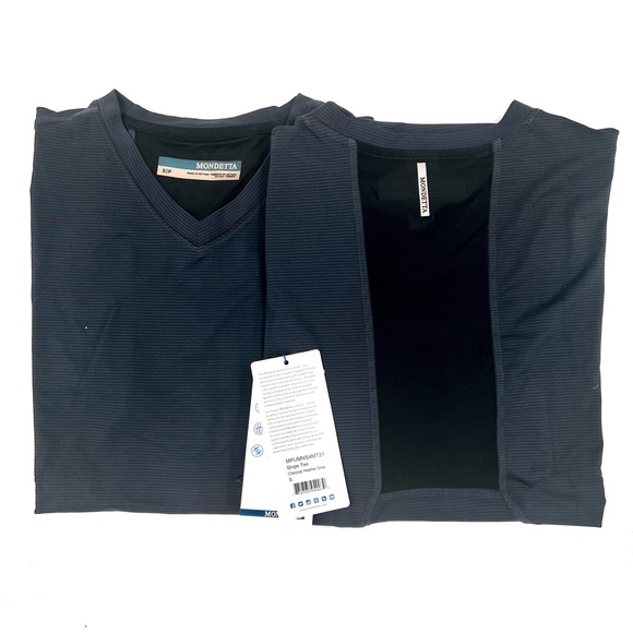 Mondetta Other - NEW Lot of 2 Mondetta Stripe Tees‎ Charcoal Heather Gray Small V-Neck Gym